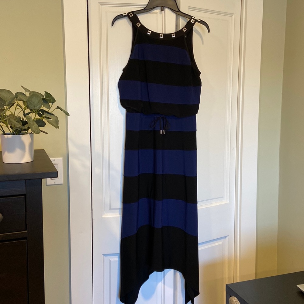 Blue and Black WHBM Drawstring Waist Dress - Size XS